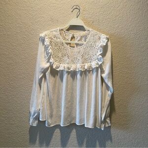 For Love and Lemons ivory colored ruffle detailed blouse